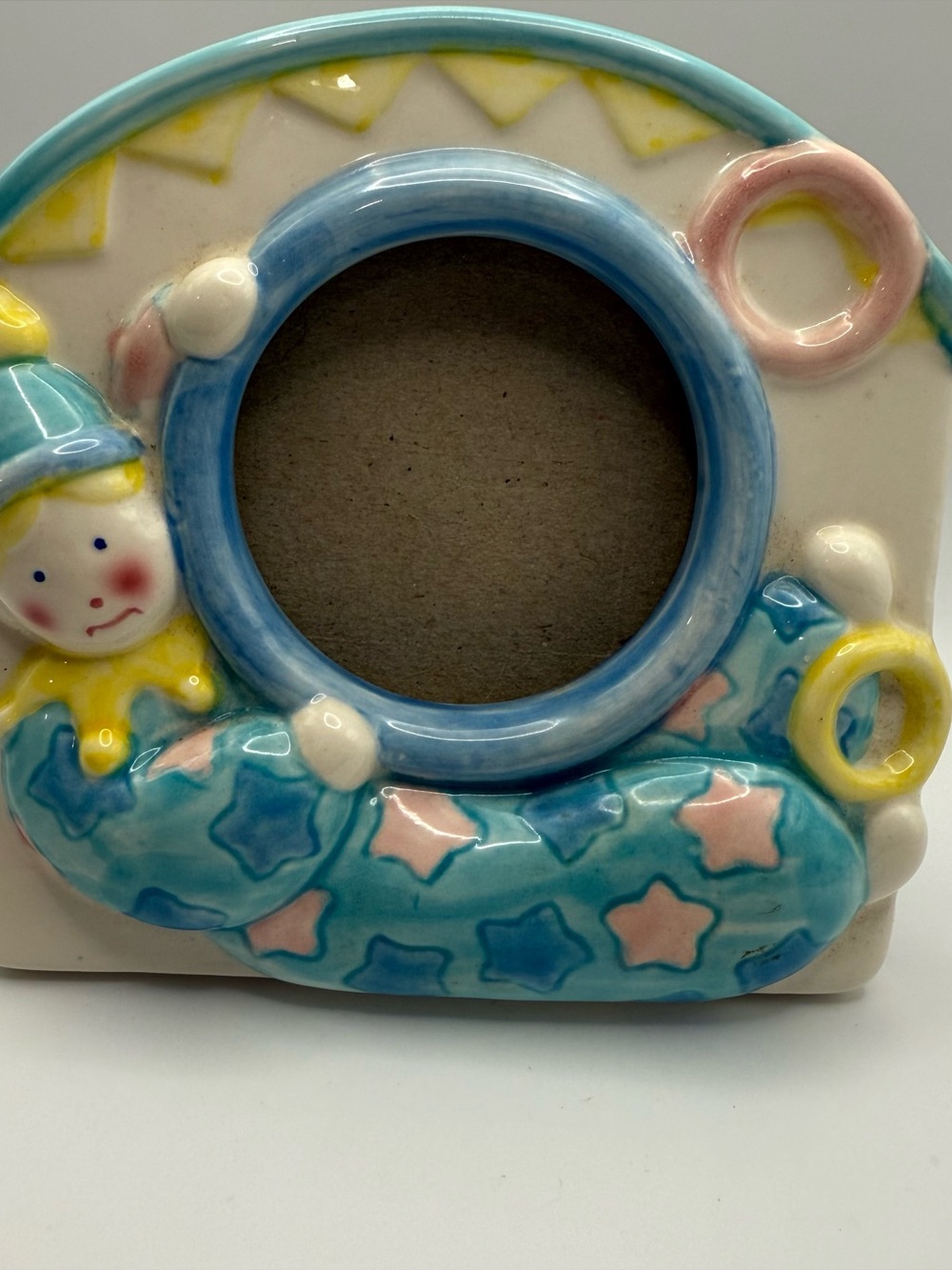 Ceramic Pastel Clown Picture Frame - Vintage